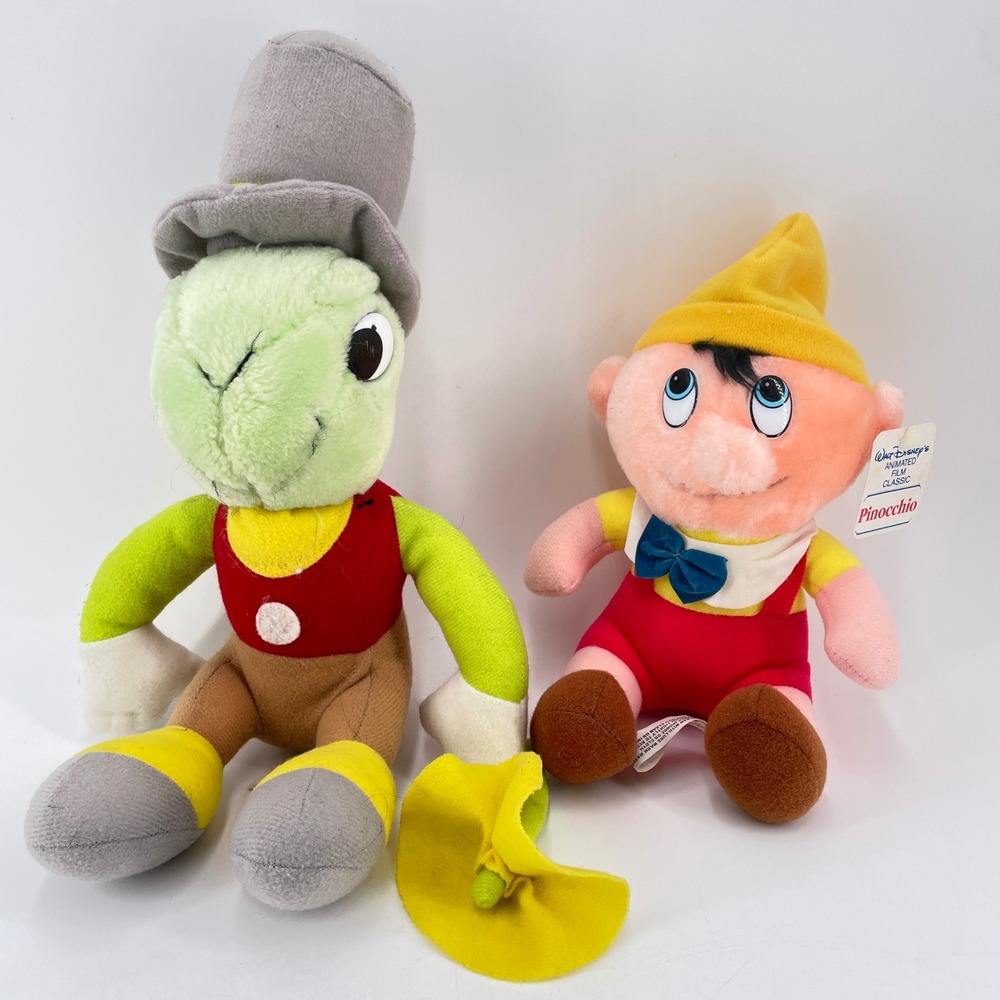 Vintage Disney Pinocchio & Jiminy Cricket Movie Plush Set Sears TCA Group Korea
